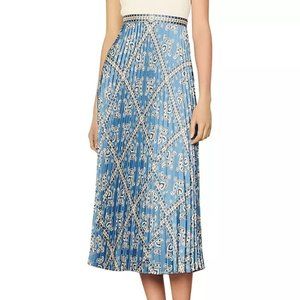Sandro Leianne Pleated Printed Skirt